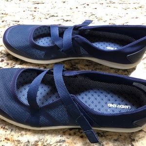 Lands End Navy Blue Cross Strap Mary Jane Shoes 10B New